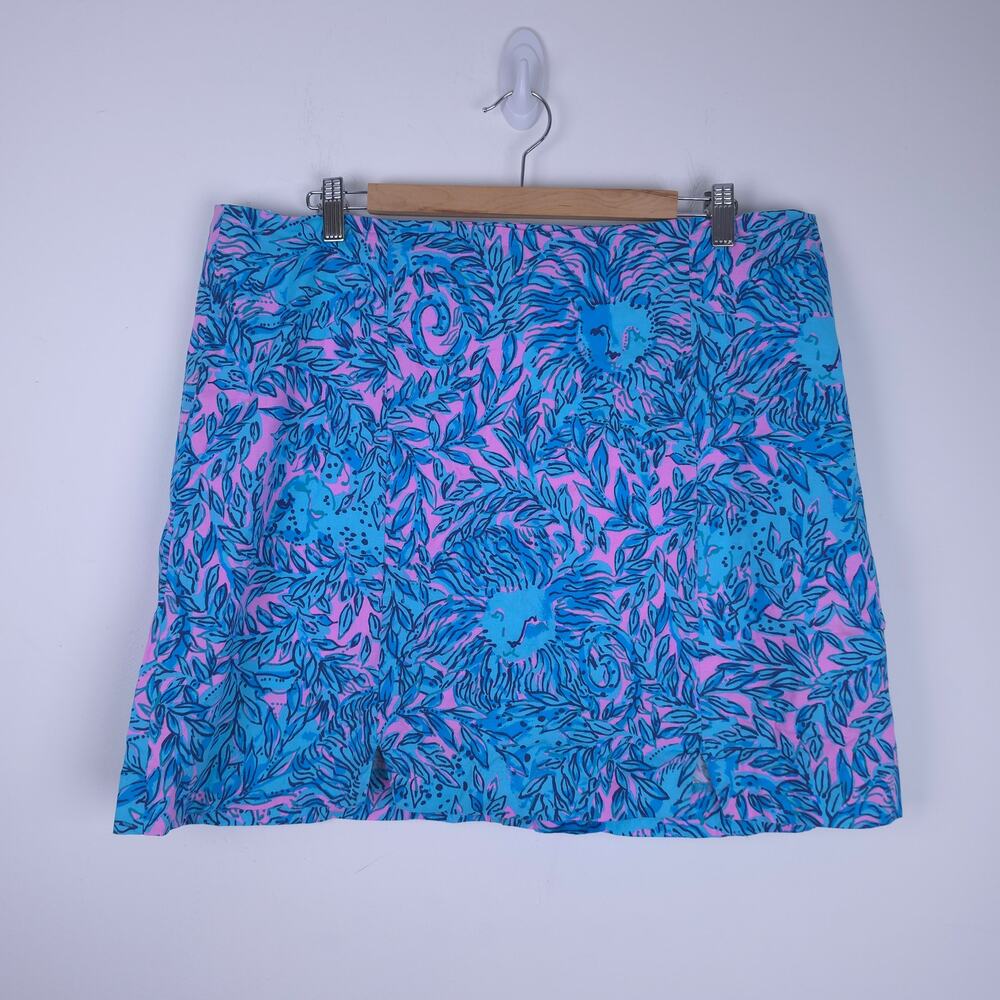 Lilly Pulitzer Abbot Skort Bermuda Blue You Grow Girl Twill Size 16 Women's